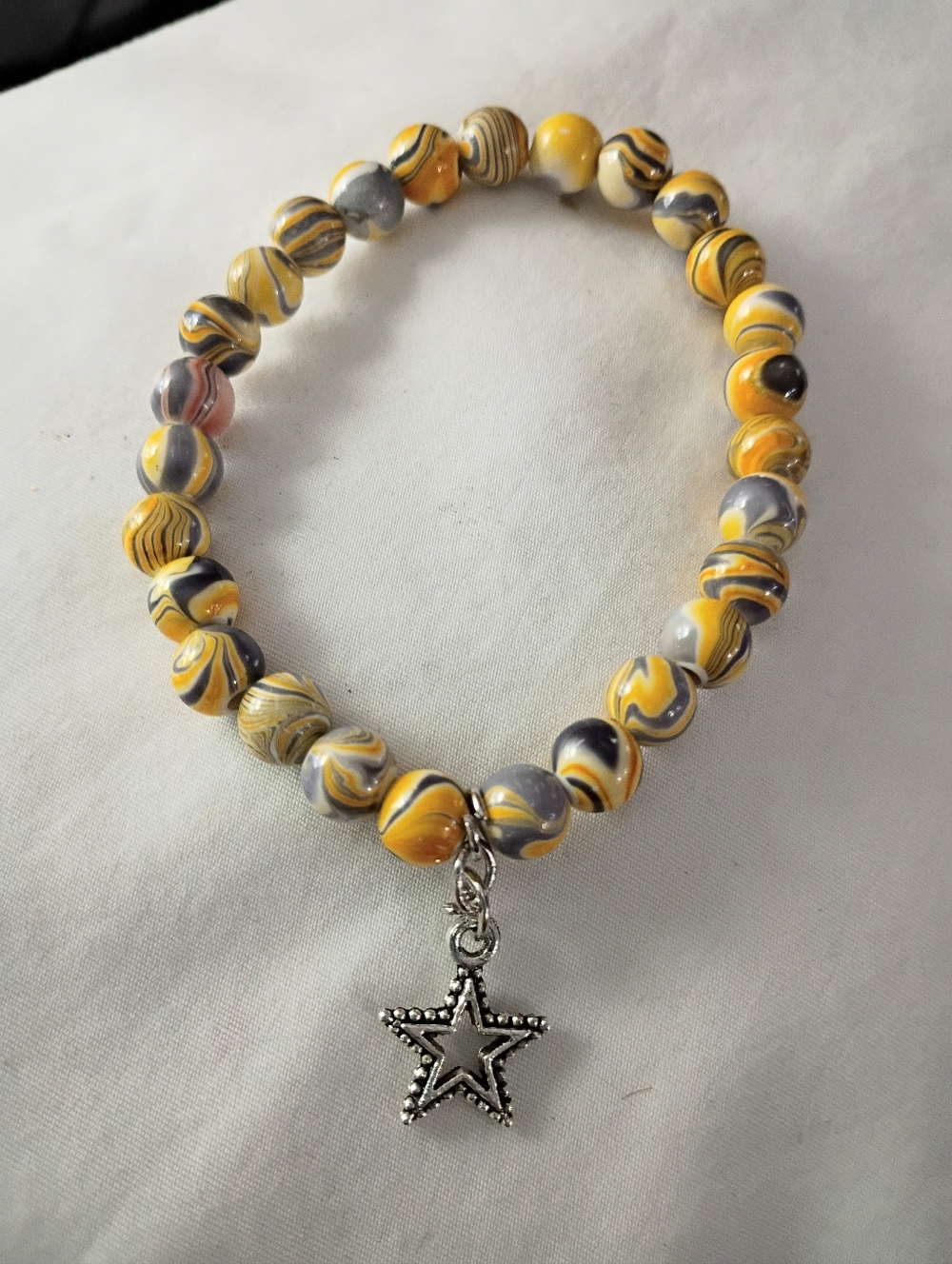 Acrylic Ink Pattern Stretch Beaded Bracelet
